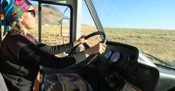 Chef Felicia Cocotzin Ruiz driving “the mutton,” or the Mobile Unit for Training and Nutrition (MUTN). Photo courtesy of Felicia Cocotzin Ruiz.